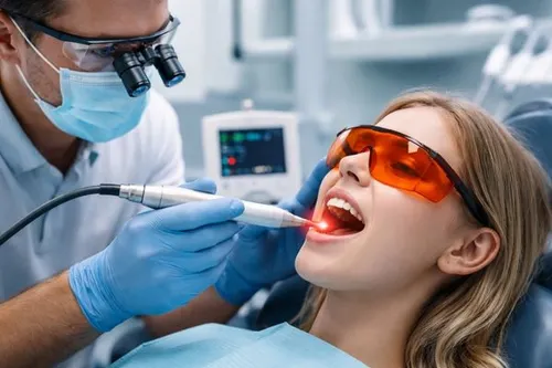 Patient receiving comfortable laser dental treatment at Dr.Sri Sushma Dental Clinic